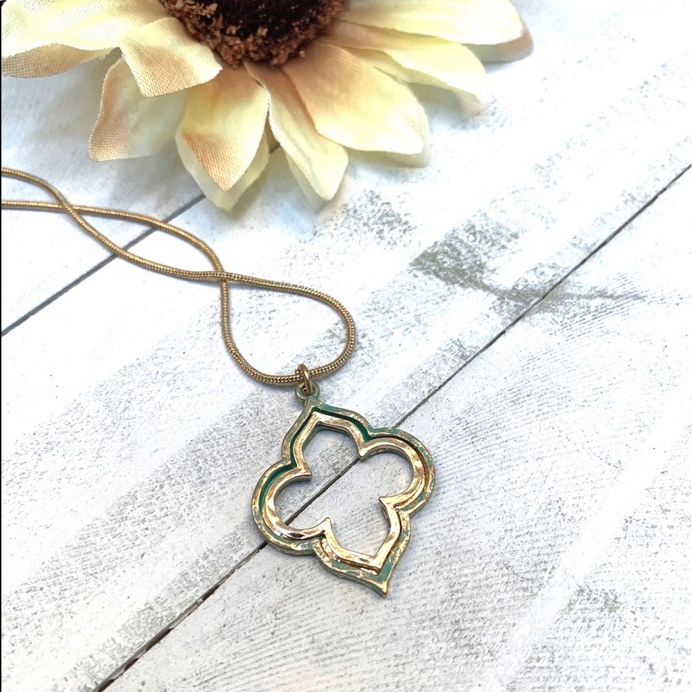 Gold tone turquiose necklace moroccan style